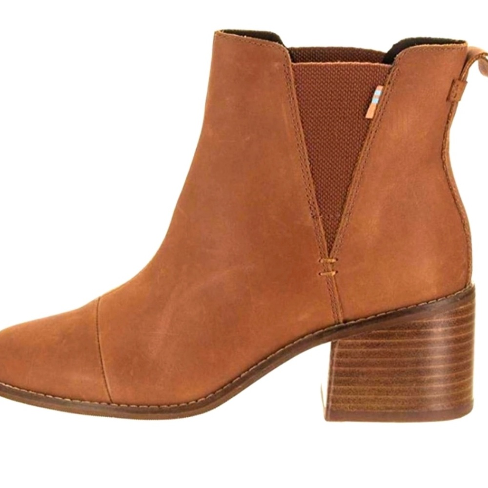 toms esme brown leather bootie size 9